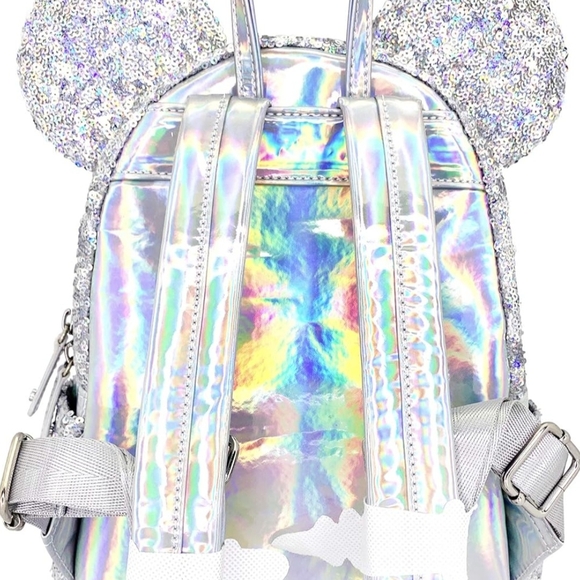 Loungefly X LASR Exclusive Disney Holographic Sequin Minnie Mini Backpack - Picture 3 of 5